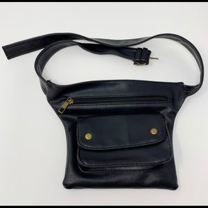Black leather Fanny Pack